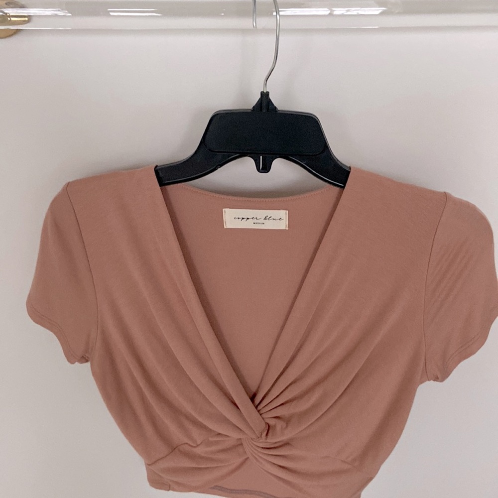 Copper Blue pink front twist top